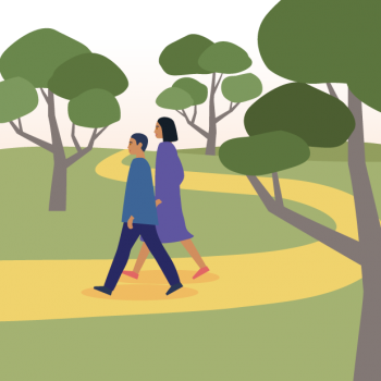 Grafik 2 Personen spazieren im Park