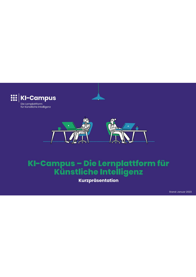 Cover: KI- Campus — Die Lernplattform für Künstliche Intelligenz — Kurzpräsentation