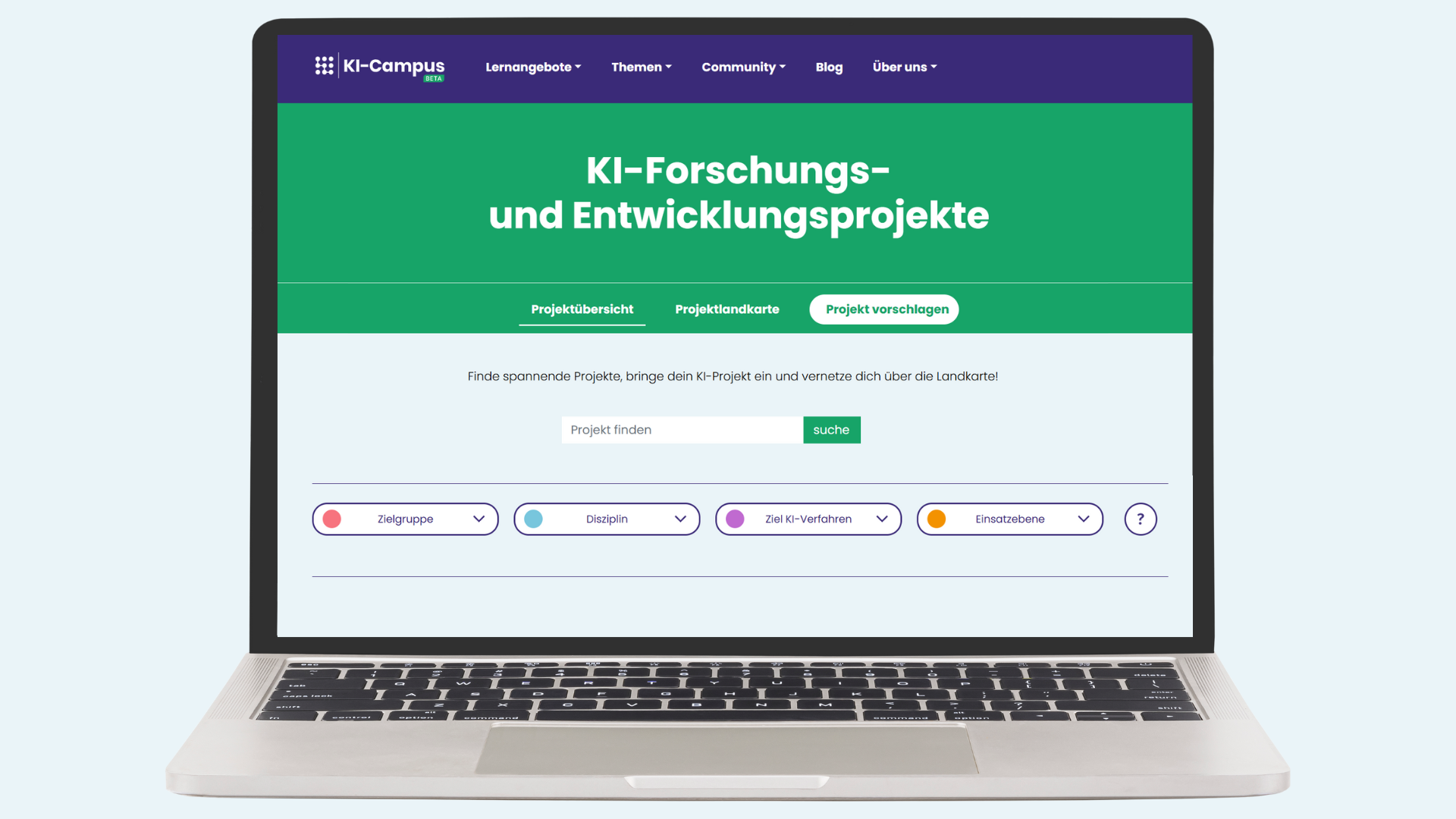 Mockup Projektübersichtsseite