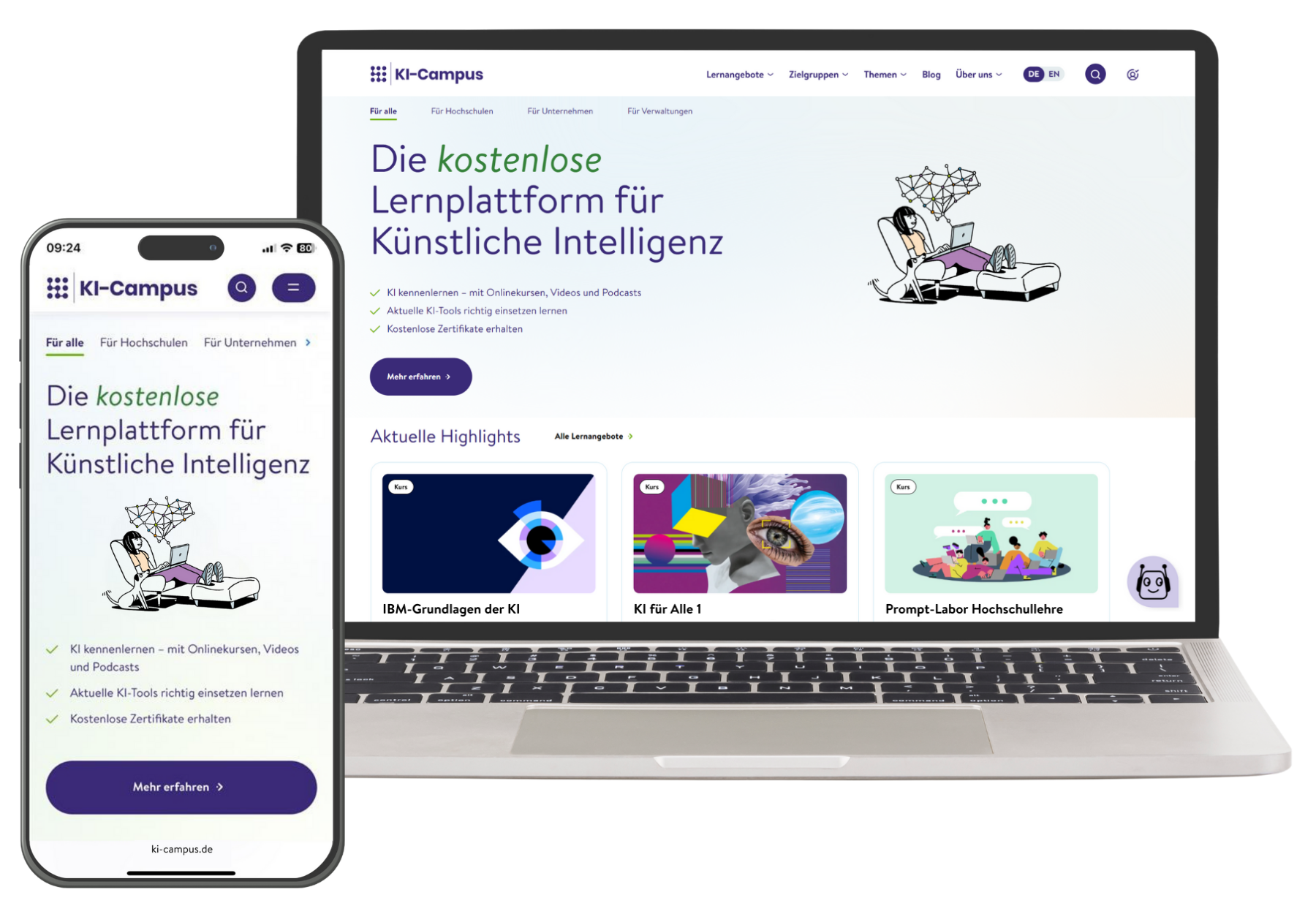 Mockup KI-Campus Relaunch