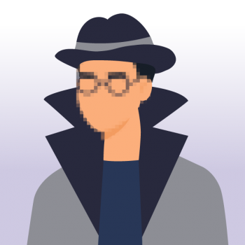 Grafik Person mit Hut und Mantel