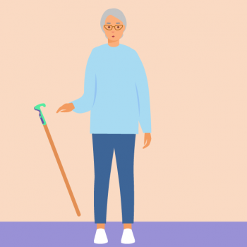 Grafik Großmutter mit smartem Gehstock