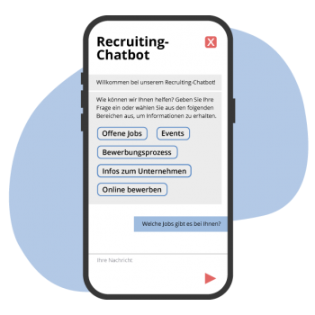 Smartphone, auf dem der Dialog einer Chatbot-Bewerbung zu sehen ist